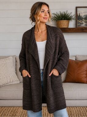 E. SSUE Open Front Longline Cardigan | Small/Medium | Cozy Oversized Knit